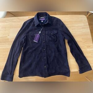Ralph Lauren Purple Label Barron suede overshirt navy men’s size Medium